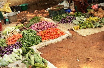 Marché aux légumes de Mahäbalipuram (Tamil Nadu-Inde)