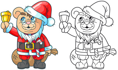 Obraz premium cartoon cute teddy bear santa 