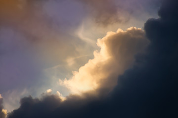 Fototapeta premium Dramatic atmosphere panorama view of beautiful sunset sky and clouds.