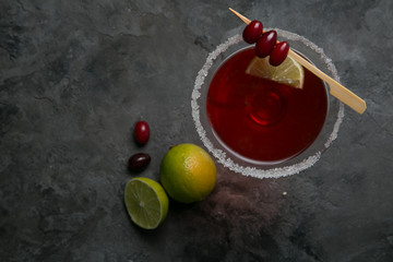 Fototapeta na wymiar Cranberry and lime martini