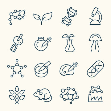 Biotechnology line icons