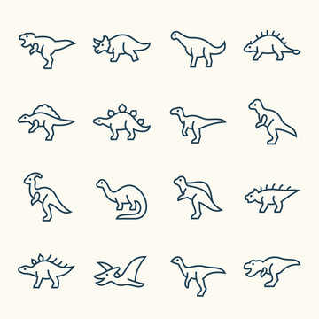 Dinosaurs line icons