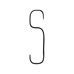 Capital letter S painted by brush isolated on white background