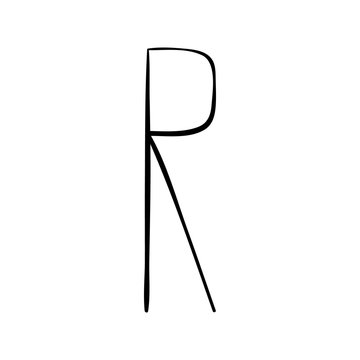 Capital letter R painted by brush isolated on white background