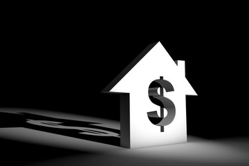 3d illustration house model with currency sign