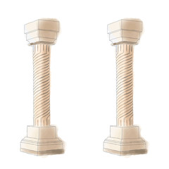 Stylized Greek doodle pillar column Doric Ionic Corinthian columns. Vector illustration. Classical architecture