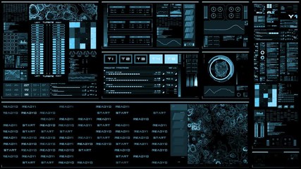 Light blue futuristic interface/Digital screen/Detailed abstract background. Blinking and switching indicators of command center computer,processing data, AI. - Powered by Adobe