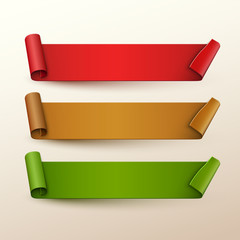 Set of red ribbons. Vector illustration. 