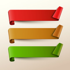 Set of red ribbons. Vector illustration. 