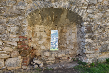 Loophole of Spis Castle in Slovakia.