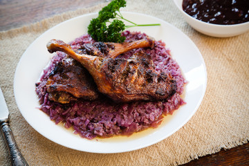 roast duck with red cabbage