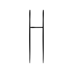 Capital letter H painted by brush isolated on white background