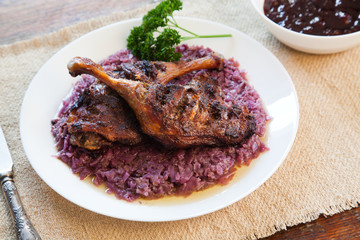 roast duck with red cabbage