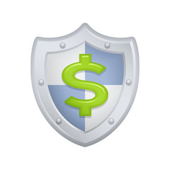 Dollar Shield - Novo Icons. A professional, pixel-aligned icon designed on a 64 x 64 pixel.  