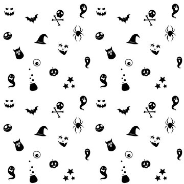 Illustration Black White Seamless Background Abstract Pattern Halloween Party