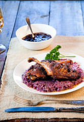 roast duck with red cabbage