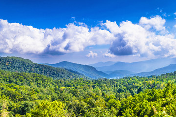 Landscape of mountain view with cloudy blue sky