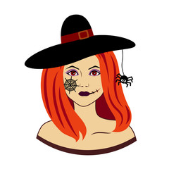 Beautiful girl witch vector illustration.