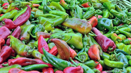 Sweet red and green pepper background
