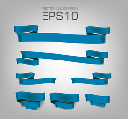 Set of different empty blue ribbons vector illustration for sale or text Design elements
