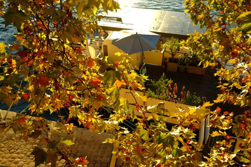 Automne, péniche à la Seine, Paris, France