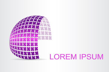 Logo stylized spherical surface with abstract shapes