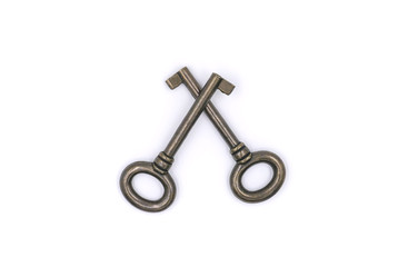 Old vintage two key isolated on white background. 