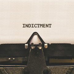 Indictment title on vintage type writer from 1920s