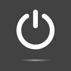 Power button icon - simple flat design isolated on grey background, vector