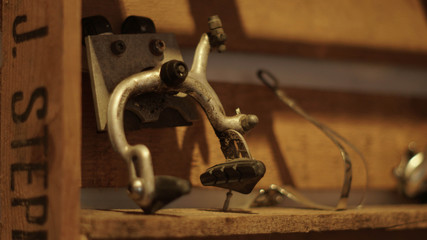 Bicycle brakes on display in bike shop