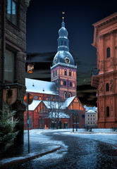 Winter at Dome square, one day before Christmas in Riga tha is the capital and largest city of...