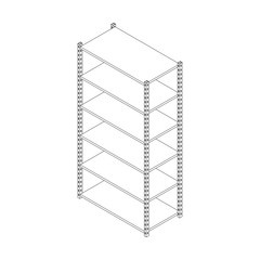 Metal shelving unit. Isolated on white background. 3d Vector illustration.