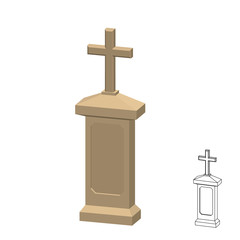 Tombstone. Isolated on white background. 3d Vector illustration.