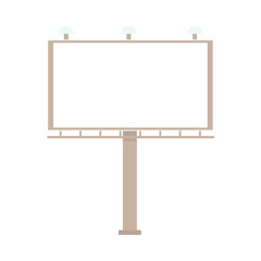 Obraz premium vector flat cartoon urban cityscape object - outdoor blank empty illuminated big billboard for poster advertisement design mockup. Isolated illustration on a white background.