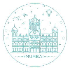 Chatrapati shivaji terminus railway station, Mumbai in vector illustration