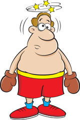 Cartoon illustration of a dizzy boxer.