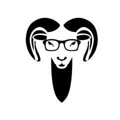 ram sheep face in glasses vector illustration flat style