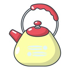 Pot bellied kettle icon, cartoon style