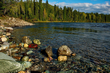 The stones of the mountain rivers of Siberia