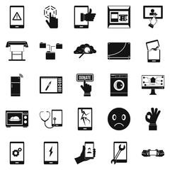 Screen icons set, simple style
