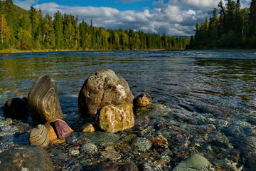 The stones of the mountain rivers of Siberia