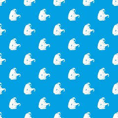 Monkey sitting pattern seamless blue