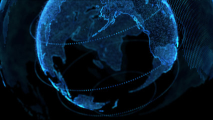 Digital Earth, Connection Network Rotation of planet world map background