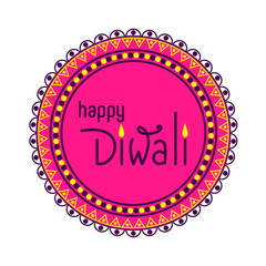 Happy Diwali. Greeting banner, Mandala with text. Vector illustration.