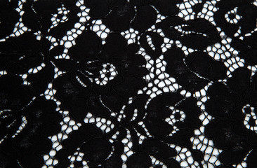 lace fabric guipure on a white background in black, fishnet