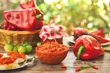 Table full of delicious Ajvar