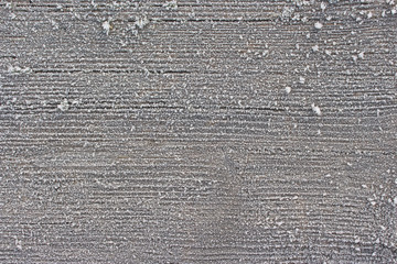 Wooden panel covered with hoar frost
