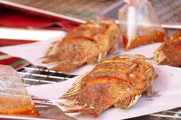 Fried fish at street food