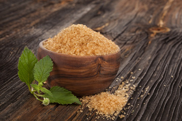 Brown crystal sugar.