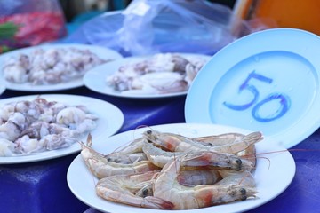 Fresh shrimp in market